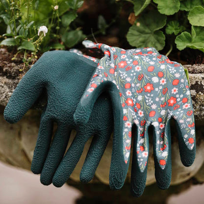 Dark Green Meadow Flower gloves