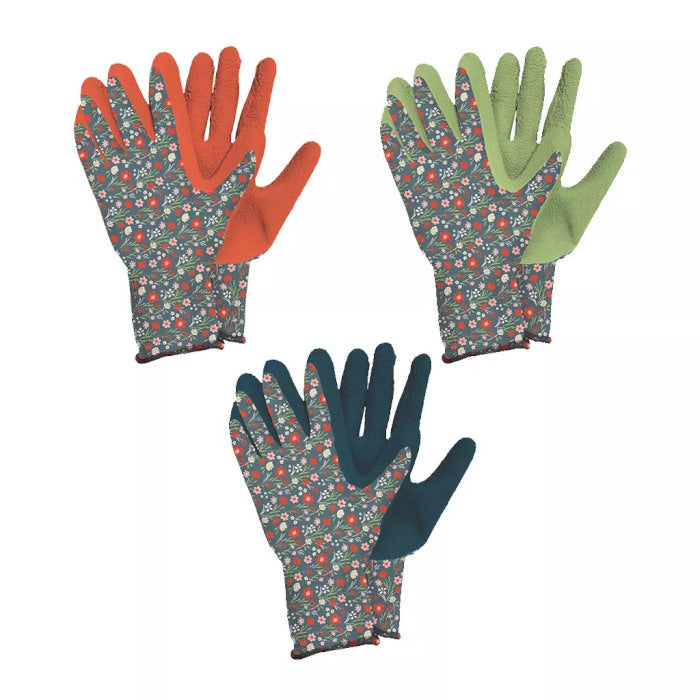 Ladies Weeding Gloves Triple Pack Meadow Flowers