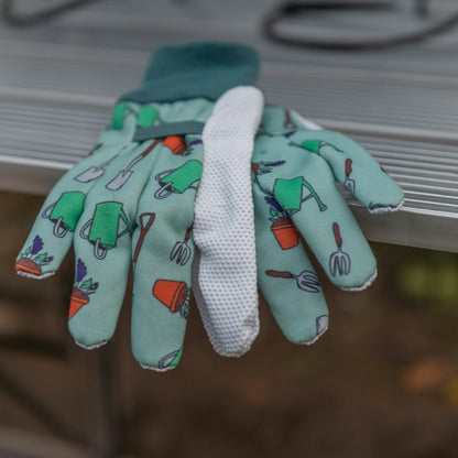 Garden Icons Cotton Ladies Gardening Gloves on a garden table