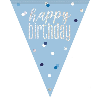 Blue and Silver Birthday Bunting Banners