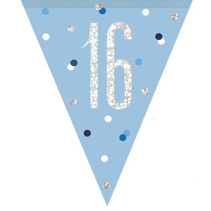 Blue and Silver 16th Birthday Bunting Banners