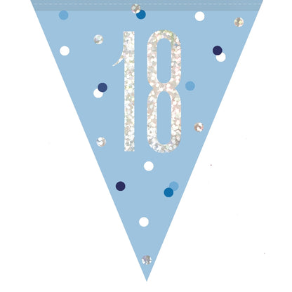 Blue and Silver 18th Birthday Bunting Banners