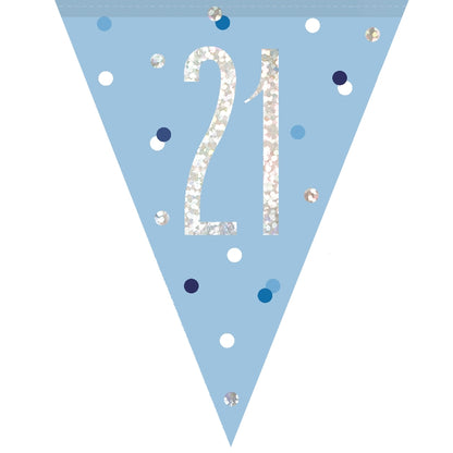 Blue and Silver 21st Birthday Bunting Banners