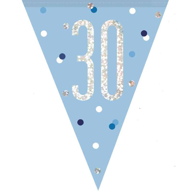 Blue and Silver 30th Birthday Bunting Banners