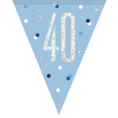 Blue and Silver 40th Birthday Bunting Banners