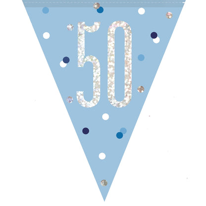 Blue and Silver 50th Birthday Bunting Banners