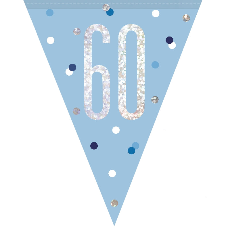 Blue and Silver 60th Birthday Bunting Banners