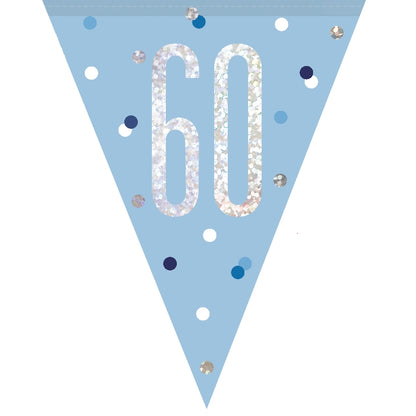 Blue and Silver 60th Birthday Bunting Banners