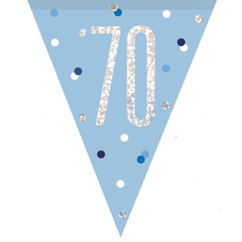 Blue and Silver 70th Birthday Bunting Banners