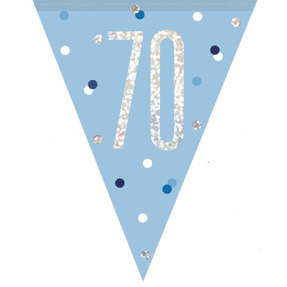 Blue and Silver 70th Birthday Bunting Banners