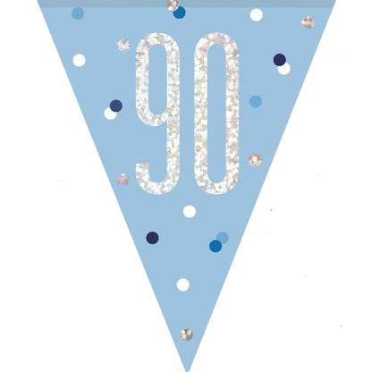 Blue and Silver 90th Birthday Bunting Banners