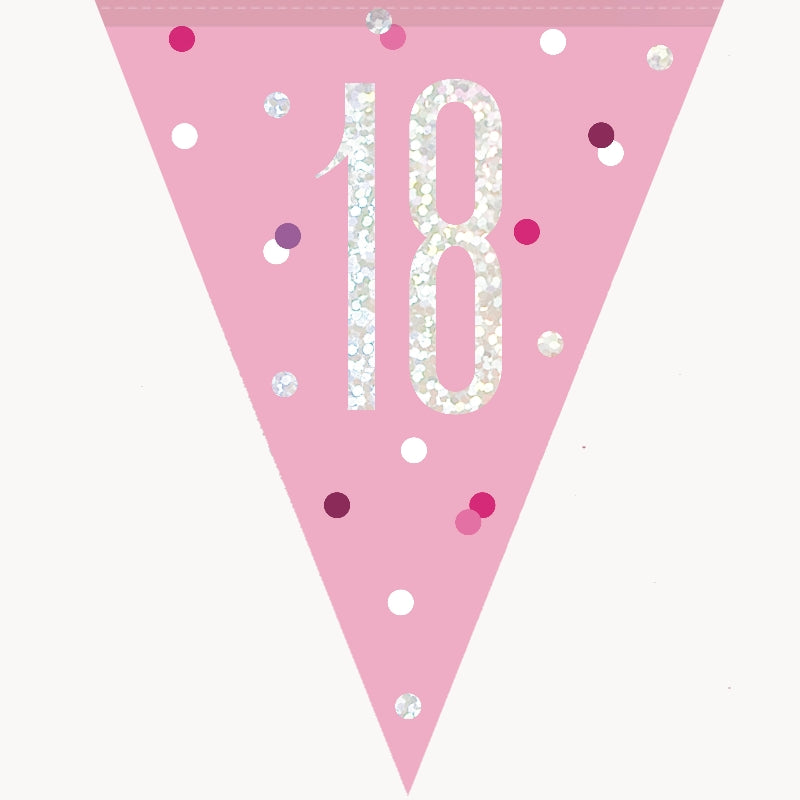 Pink and Silver 18th Birthday Bunting Banner