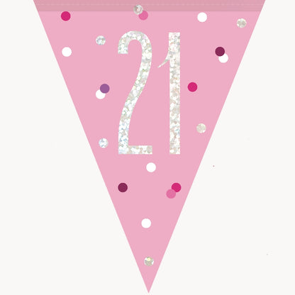 Pink and Silver 21st Birthday Bunting Banner