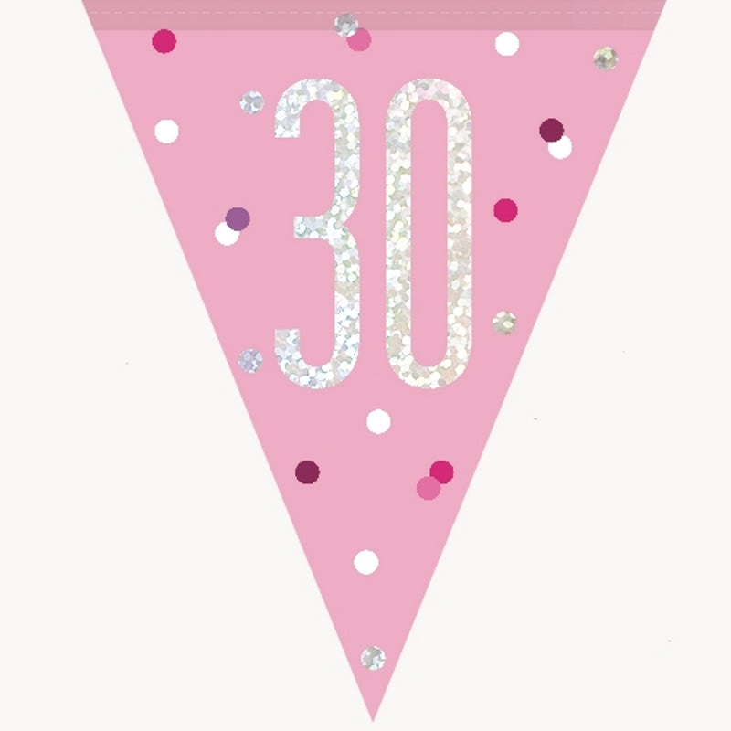 Pink and Silver 30th Birthday Bunting Banner