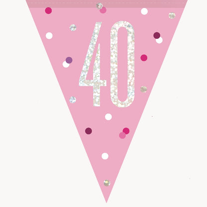 Pink and Silver 40th Birthday Bunting Banner