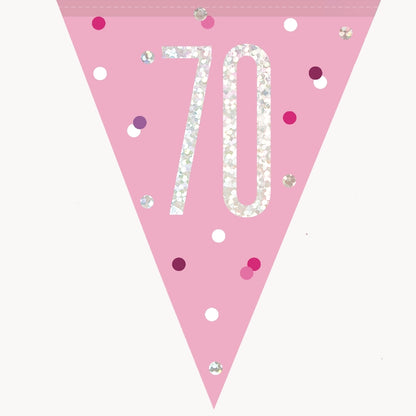 Pink and Silver 70th Birthday Bunting Banner