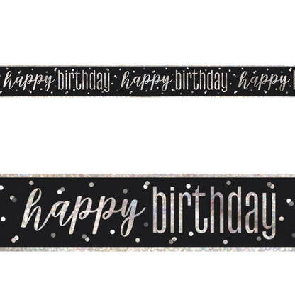 Black and Silver Birthday & Age Milestone Foil Banners