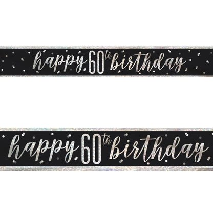 Black and Silver 60th Birthday Foil Banners