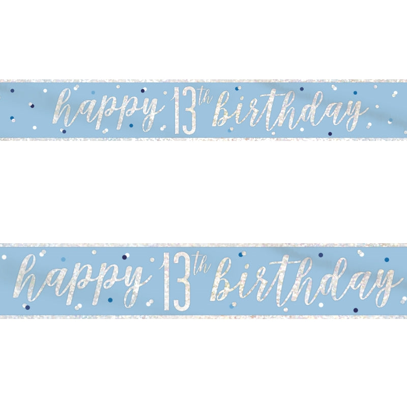 Blue and Silver 13th Birthday Foil Banners