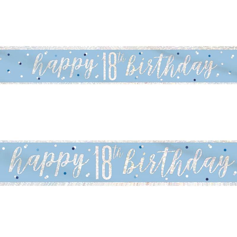 Blue and Silver 18th Birthday Foil Banners