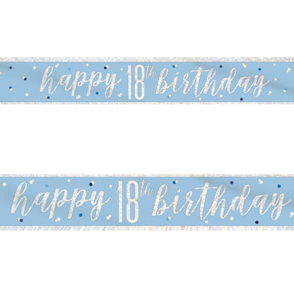 Blue and Silver 18th Birthday Foil Banners