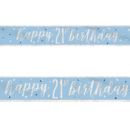 Blue and Silver 21st Birthday Foil Banners