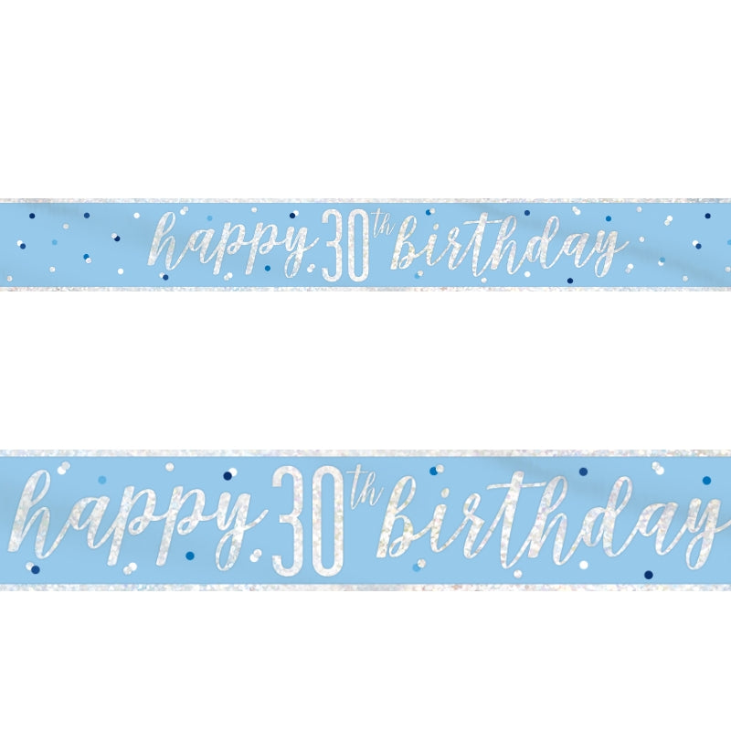 Blue and Silver 30th Birthday Foil Banners