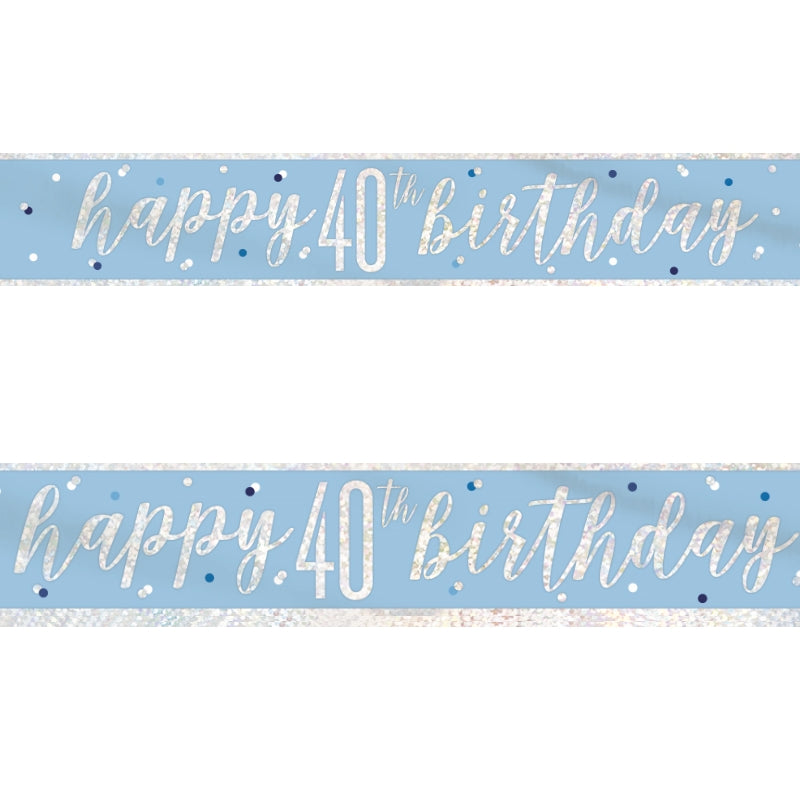 Blue and Silver 40th Birthday Foil Banners