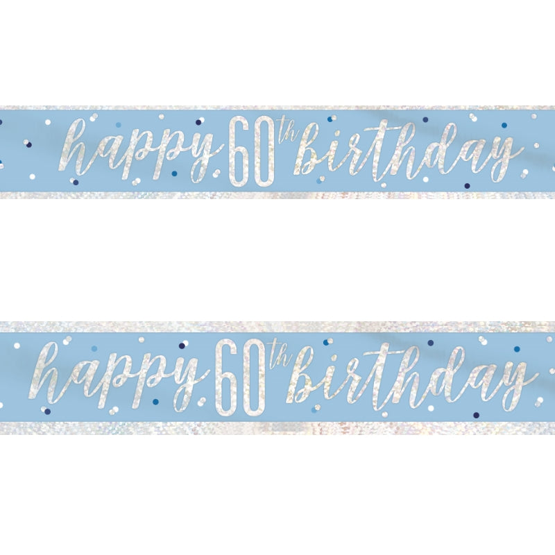 Blue and Silver 60th Birthday Foil Banners