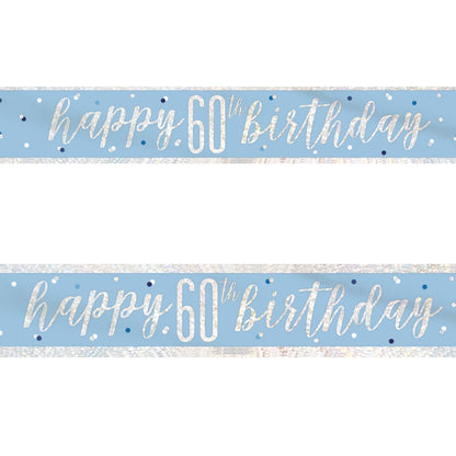 Blue and Silver 60th Birthday Foil Banners