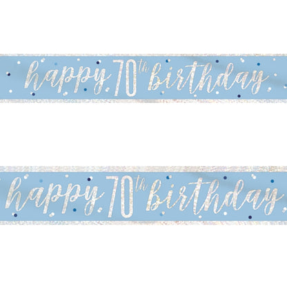 Blue and Silver 70th Birthday Foil Banners