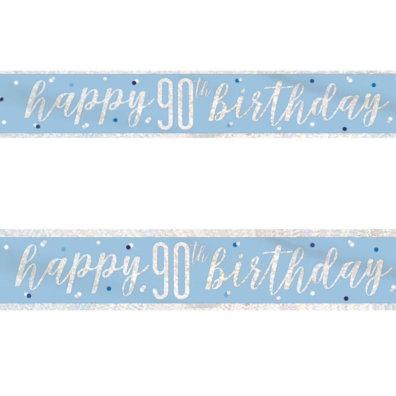 Blue and Silver 90th Birthday Foil Banners