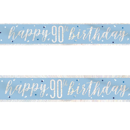 Blue and Silver 90th Birthday Foil Banners