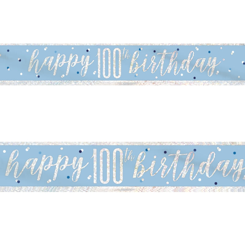 Blue and Silver 100th Birthday Foil Banners