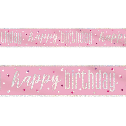 Pink and Silver Birthday & Age Milestone Foil Banners