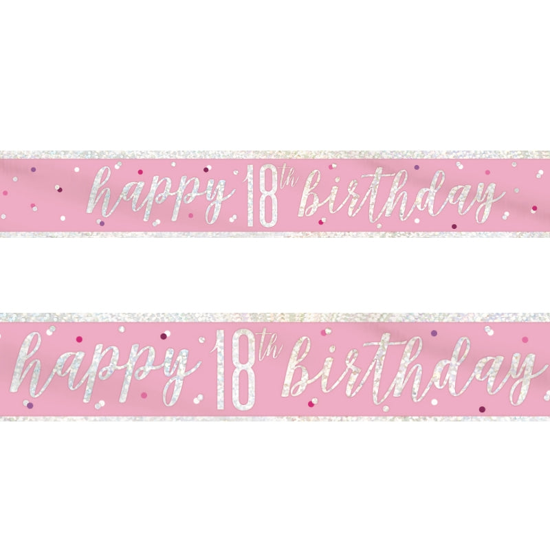 Pink and Silver 18th Birthday Foil Banner