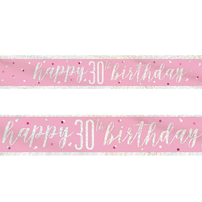 Pink and Silver 30th Birthday Foil Banner