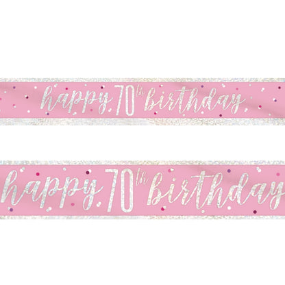 Pink and Silver 70th Birthday Foil Banner