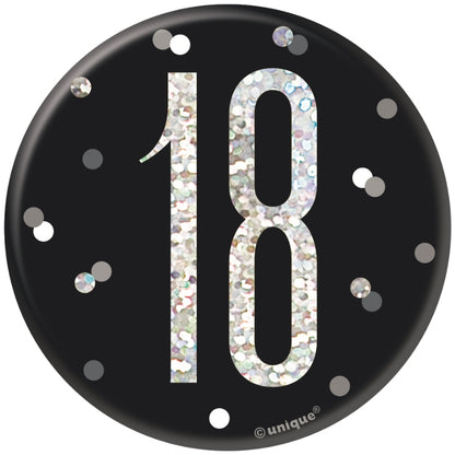 Black and Silver 18th Birthday Badges