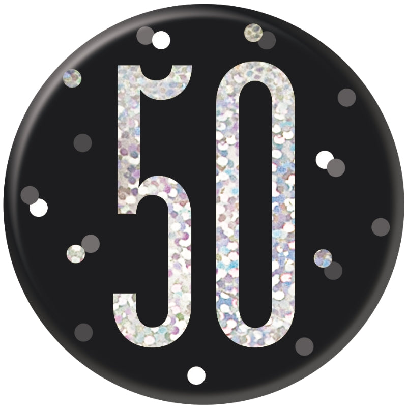 Black and Silver 50th Birthday Badges