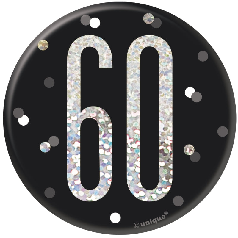 Black and Silver 60th Birthday Badges