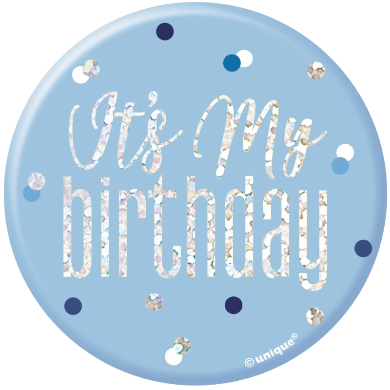 Blue and Silver Its My Birthday Badge