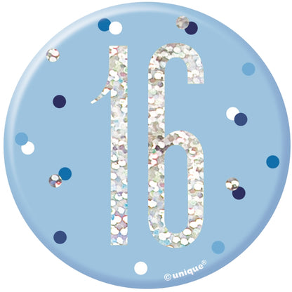 Blue and Silver 16th Birthday Badge