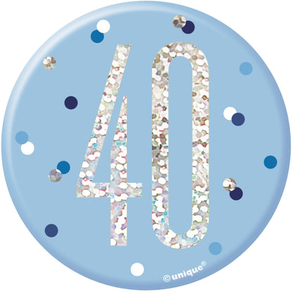 Blue and Silver 40th Birthday Badge