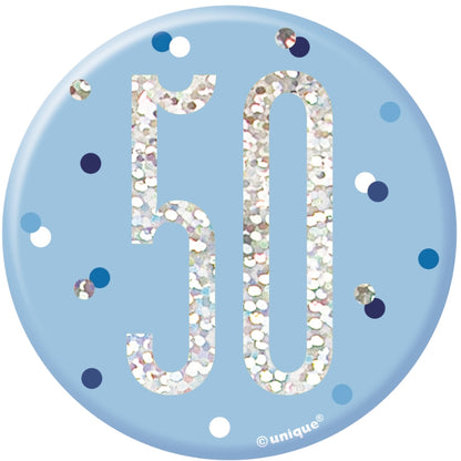 Blue and Silver 50th Birthday Badge