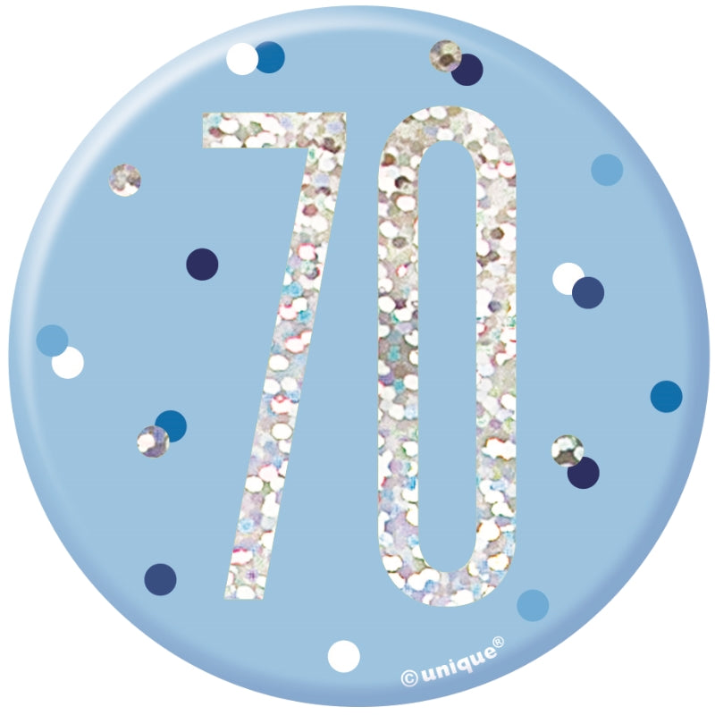 Blue and Silver 70th Birthday Badge