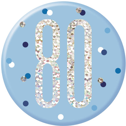 Blue and Silver 80th Birthday Badge