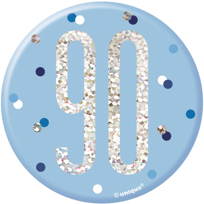 Blue and Silver 90th Birthday Badge