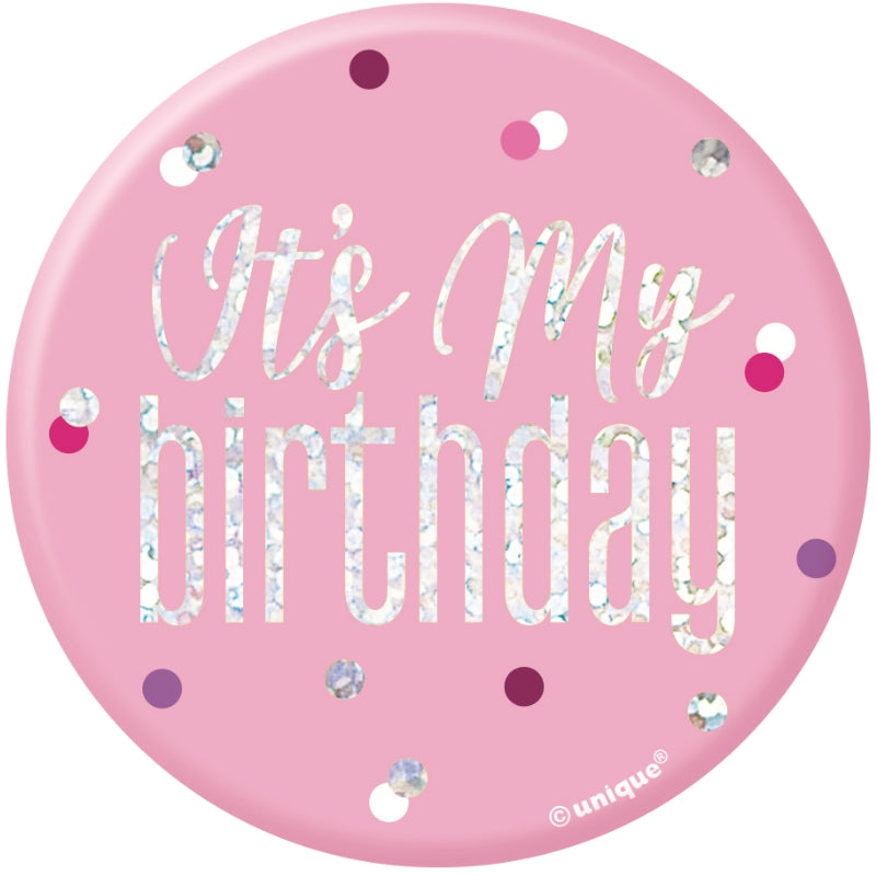 Pink and Silver Its My Birthday Badges