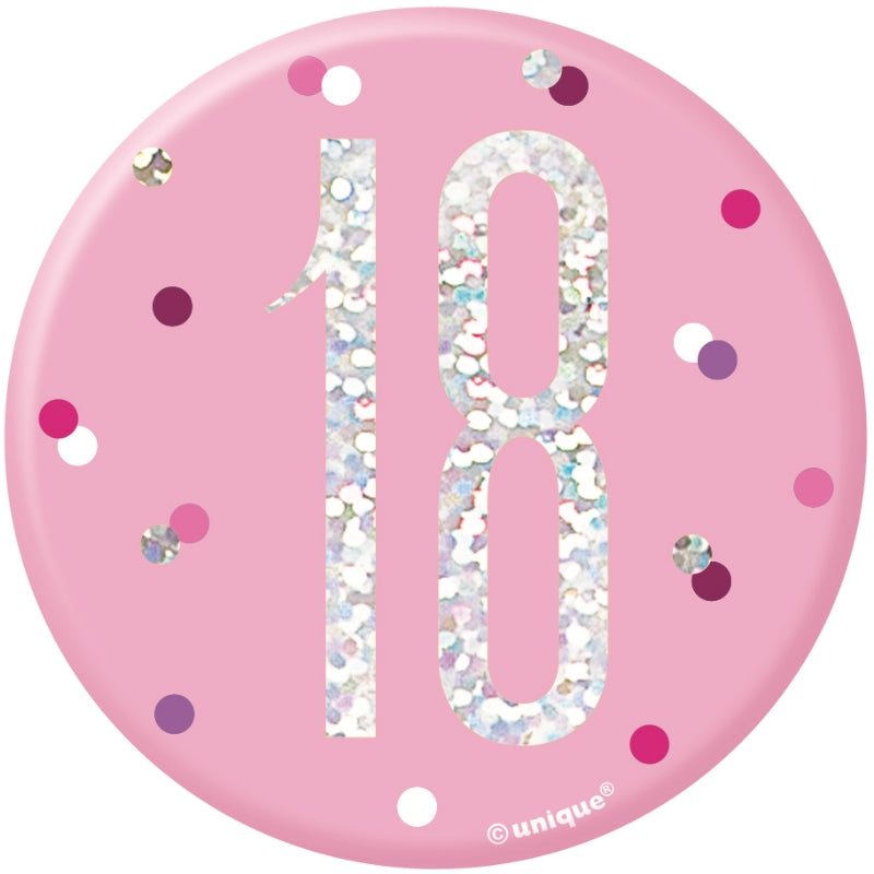 Pink and Silver 18th Birthday Badges